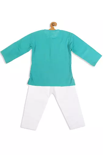  infant  turquoise pure cotton kurta pyjama set