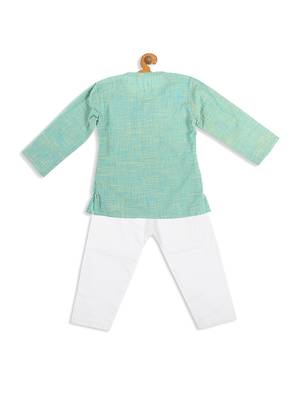  infant boys parrot green pure cotton kurta pyjama set 4