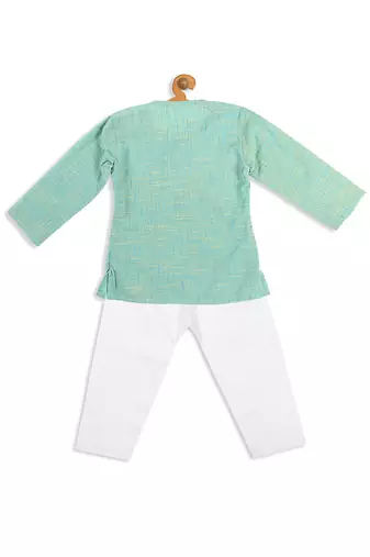  infant boys parrot green pure cotton kurta pyjama set