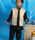  infant  cream and zari gold silk blend nehru jacket