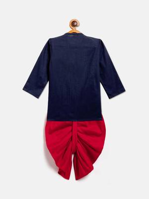 Vastramay infant boys green and red cotton blend kurta and dhoti set 3