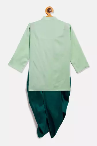 infant boys green viscose kurta and dhoti set