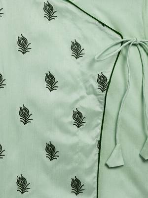 infant boys green viscose kurta and dhoti set 4