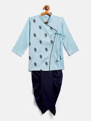 infant  blue viscose kurta and dhoti set 2
