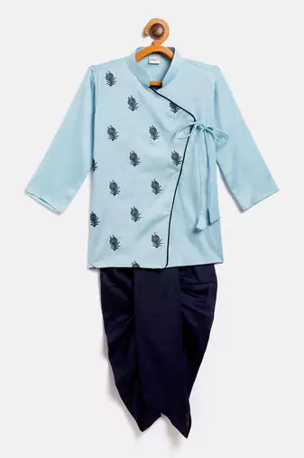 infant  blue viscose kurta and dhoti set