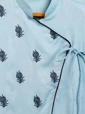 infant  blue viscose kurta and dhoti set 4