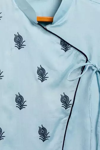 infant  blue viscose kurta and dhoti set