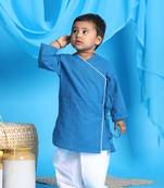  infant  blue and white pure cotton kurta and dhoti set