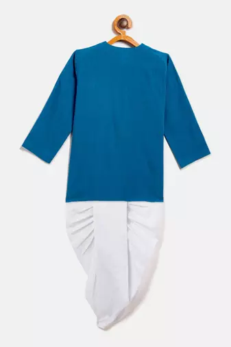  infant  blue and white pure cotton kurta and dhoti set
