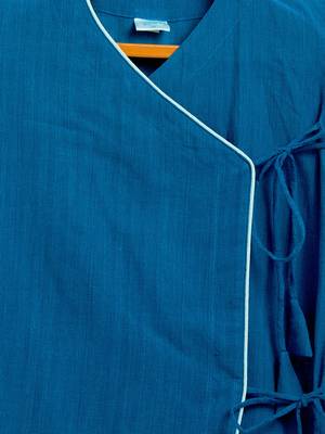  infant  blue and white pure cotton kurta and dhoti set 4