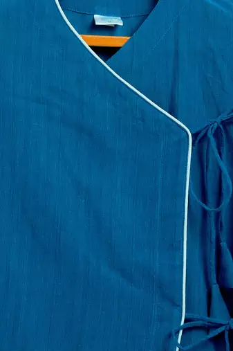  infant  blue and white pure cotton kurta and dhoti set