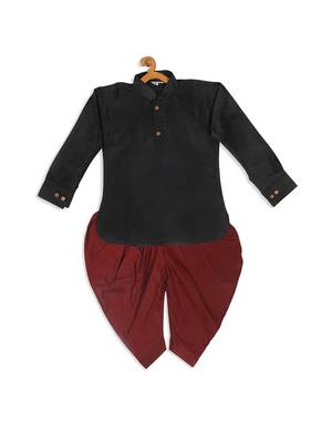  infant  blue and maroon silk blend kurta and dhoti set 2