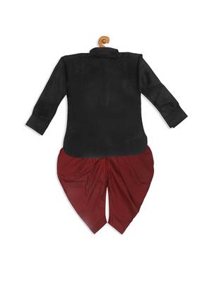  infant  blue and maroon silk blend kurta and dhoti set 3