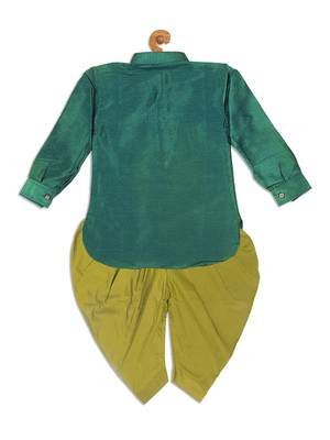  infant  green and cyan silk blend kurta and dhoti set 3