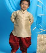  infant  gold and maroon silk blend kurta and dhoti set