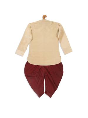  infant  gold and maroon silk blend kurta and dhoti set 3