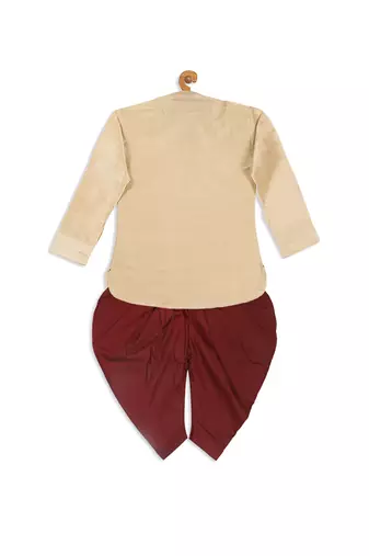  infant  gold and maroon silk blend kurta and dhoti set