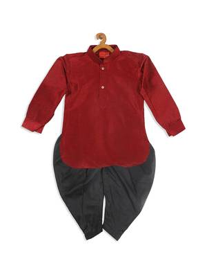  infant  maroon and black silk blend kurta and dhoti set 2