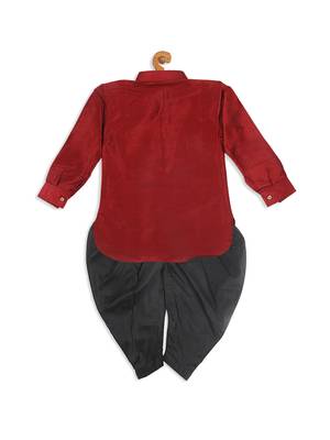  infant  maroon and black silk blend kurta and dhoti set 3