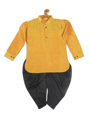 infant  mustard and black silk blend kurta and dhoti set 2