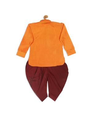  infant  orange and maroon silk blend kurta and dhoti set 3