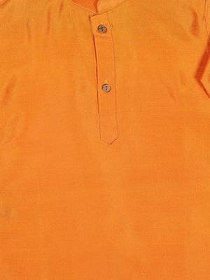  infant  orange and maroon silk blend kurta and dhoti set 4