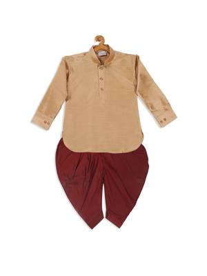  infant  rose gold and maroon silk blend kurta and dhoti set 2