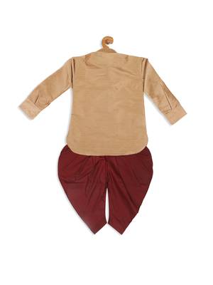  infant  rose gold and maroon silk blend kurta and dhoti set 3