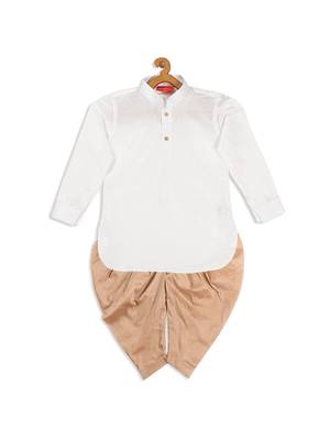  infant  white and rose gold silk blend kurta and dhoti set 3