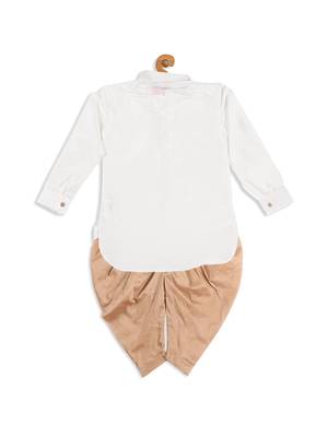 infant  white and rose gold silk blend kurta and dhoti set 4