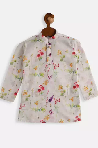 infant  multicolor-base-cream cotton blend kurta