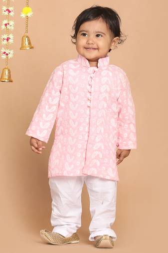  infant boys pink pure cotton kurta
