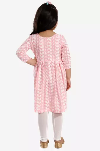  girls' chikankari cotton kurta and leggings set