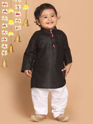  infant  black cotton blend kurta 1