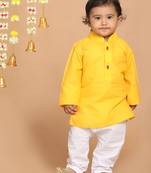  infant  yellow cotton blend kurta
