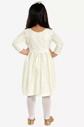  girls' chikankari cotton kurta and leggings set
