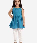 girls' handloom cotton kurta and straight pant set