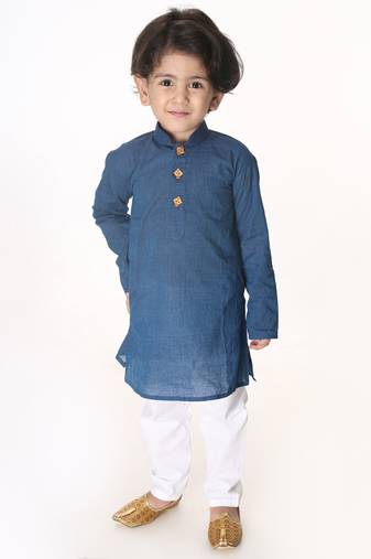  infant boys blue pure cotton kurta