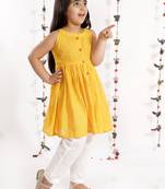  girls' handloom cotton kurta and straight pant set