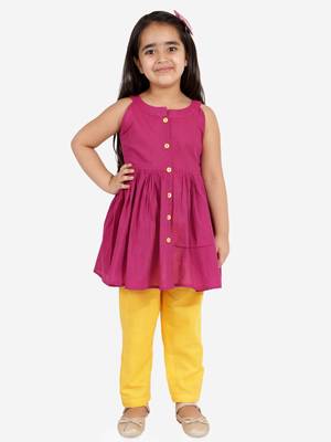  girls' handloom cotton kurta and straight pant set 2