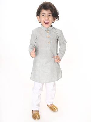  infant boys grey pure cotton kurta 1
