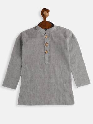  infant boys grey pure cotton kurta 2