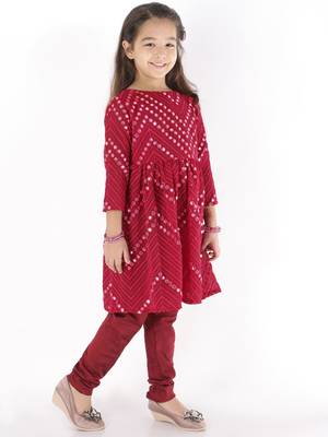  girls' mirror work georgette kurta and churidar set 2