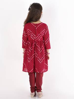  girls' mirror work georgette kurta and churidar set 3