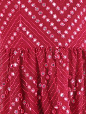  girls' mirror work georgette kurta and churidar set 4