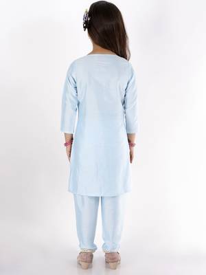  girls' mirror work viscose kurta and pant set 3