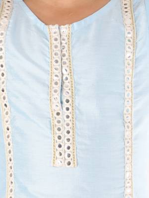  girls' mirror work viscose kurta and pant set 4