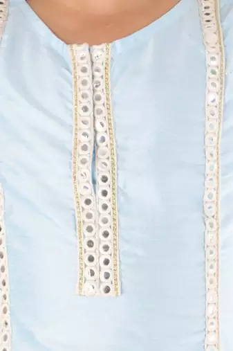  girls' mirror work viscose kurta and pant set