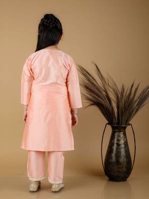  girls' mirror work viscose kurta and pant set 3