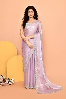 Alluring violet color designer handwork saree 1